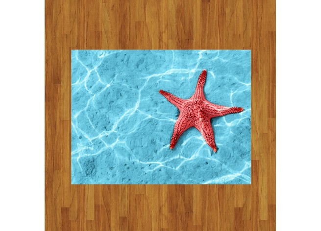 Наклейка на пол Морская звезда в голубой воде
